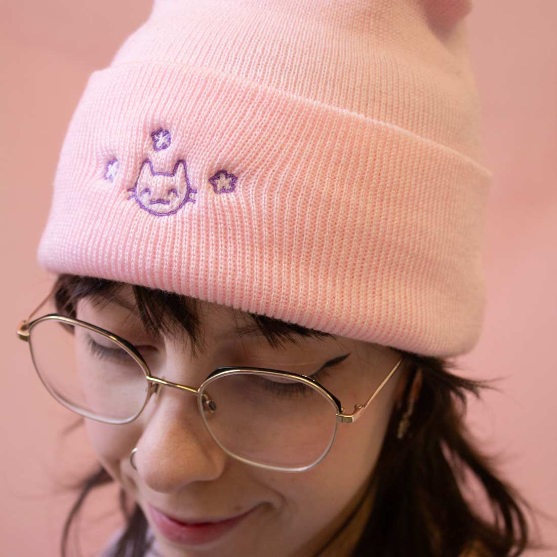 Tuque rose chaton content