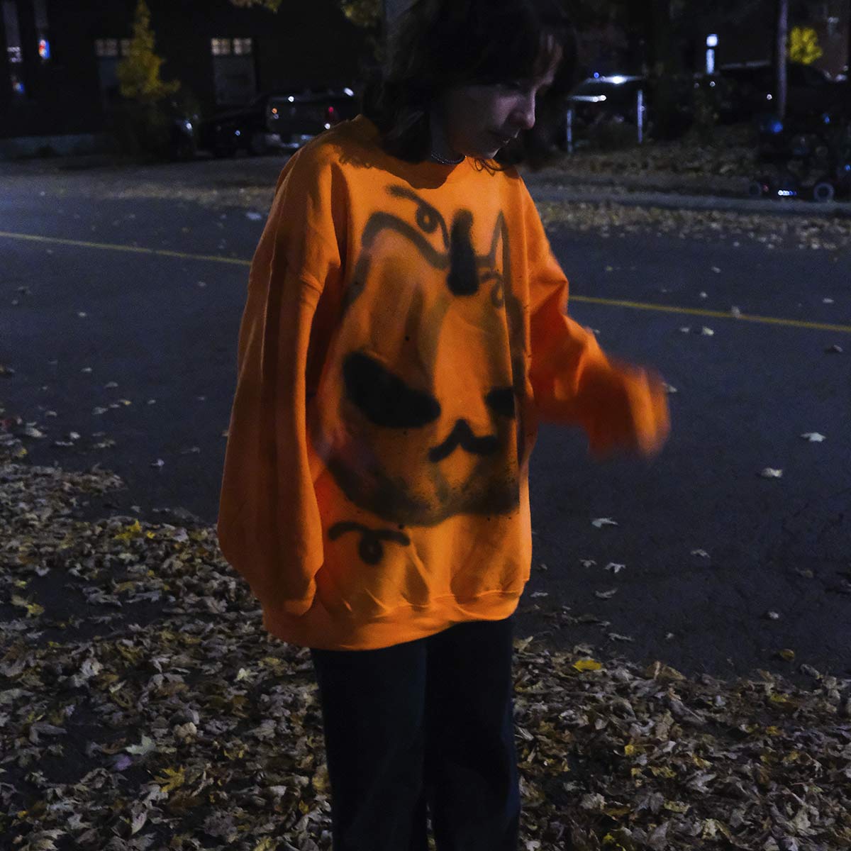 Spray painted Pumpkat Crewneck (XL)