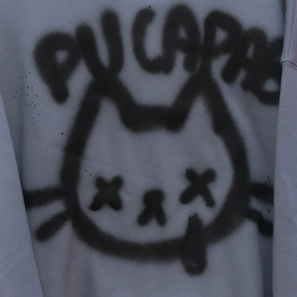 Chandail à capuchon coupé "Pu capab'" unique (L)