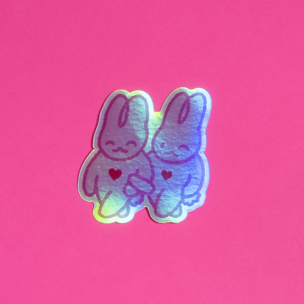 Holographic fusional bunnies sticker 3"