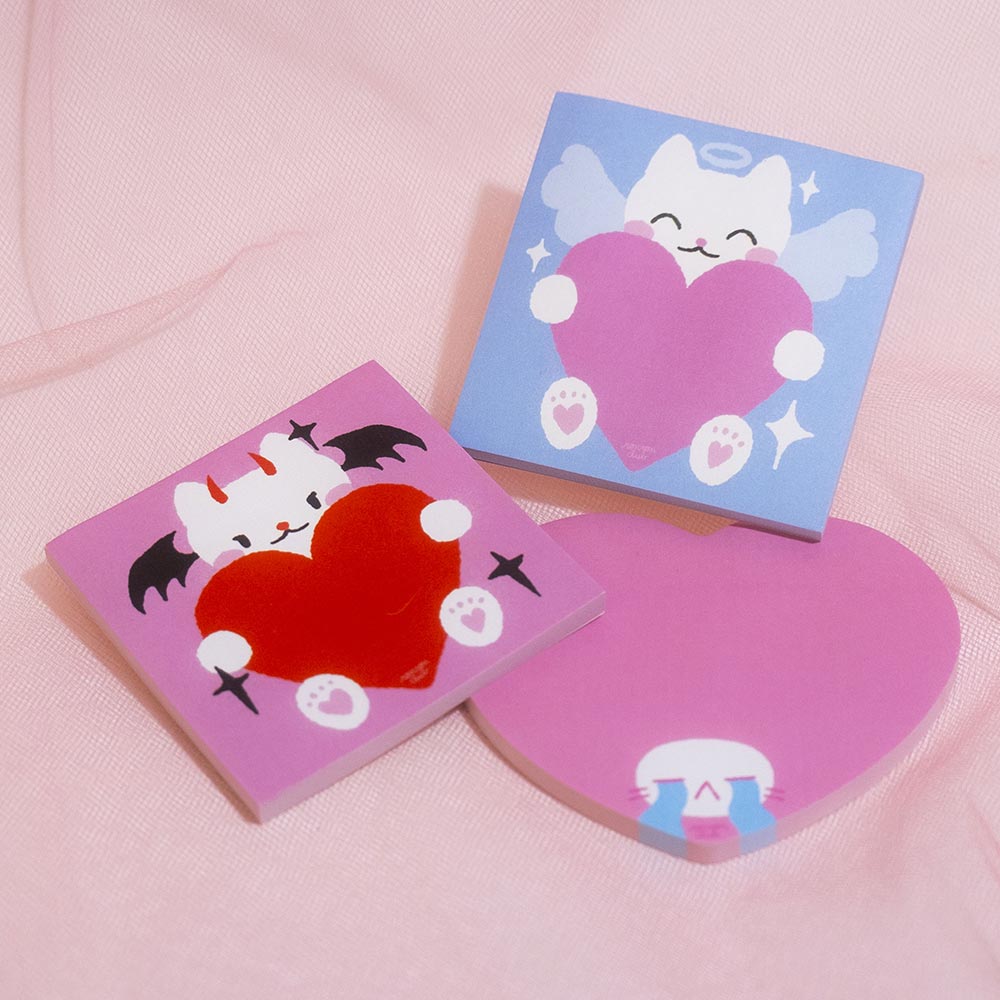 Sad Heart Cat Sticky Notes