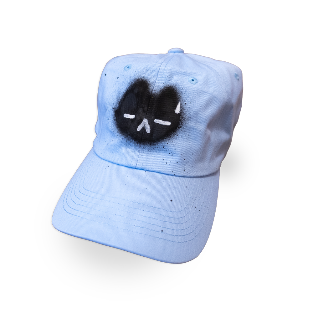 Casquette bleue "chat noir exaspéré" unique