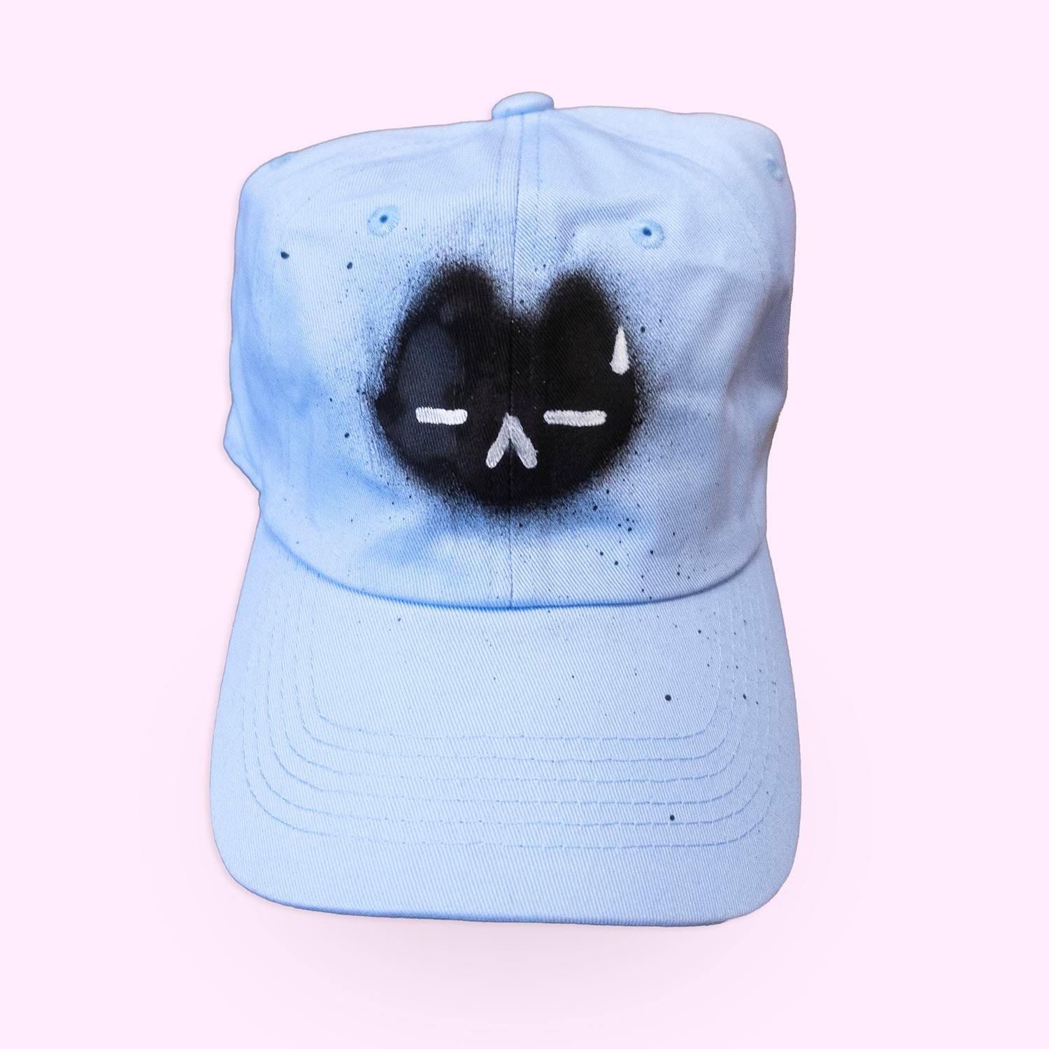 Casquette bleue "chat noir exaspéré" unique