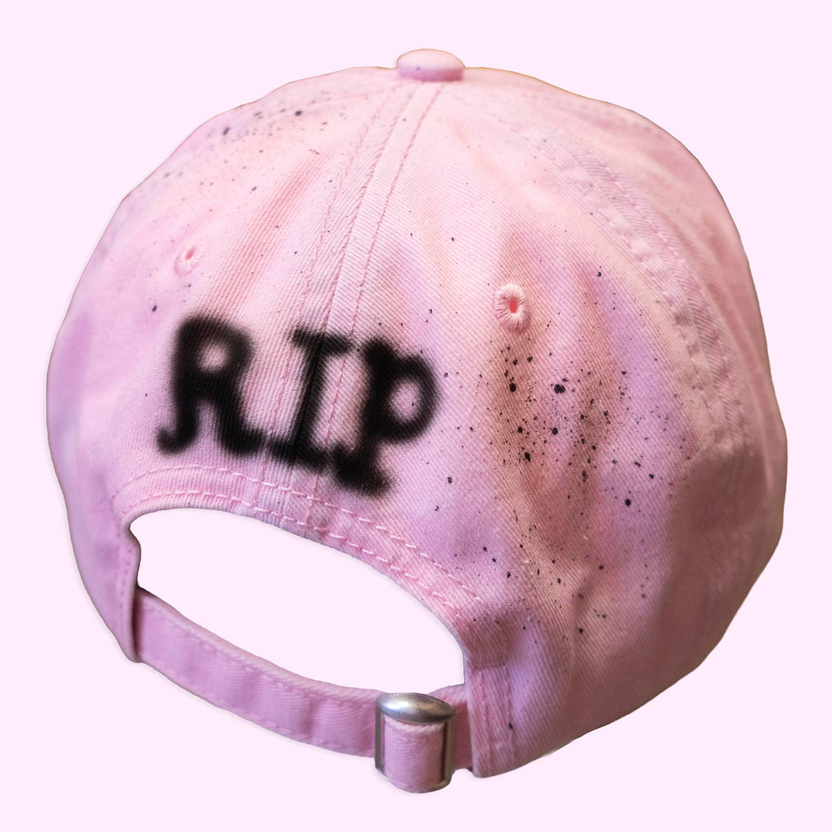 Unique "Skull Cat" Airbrushed Pastel Pink Hat