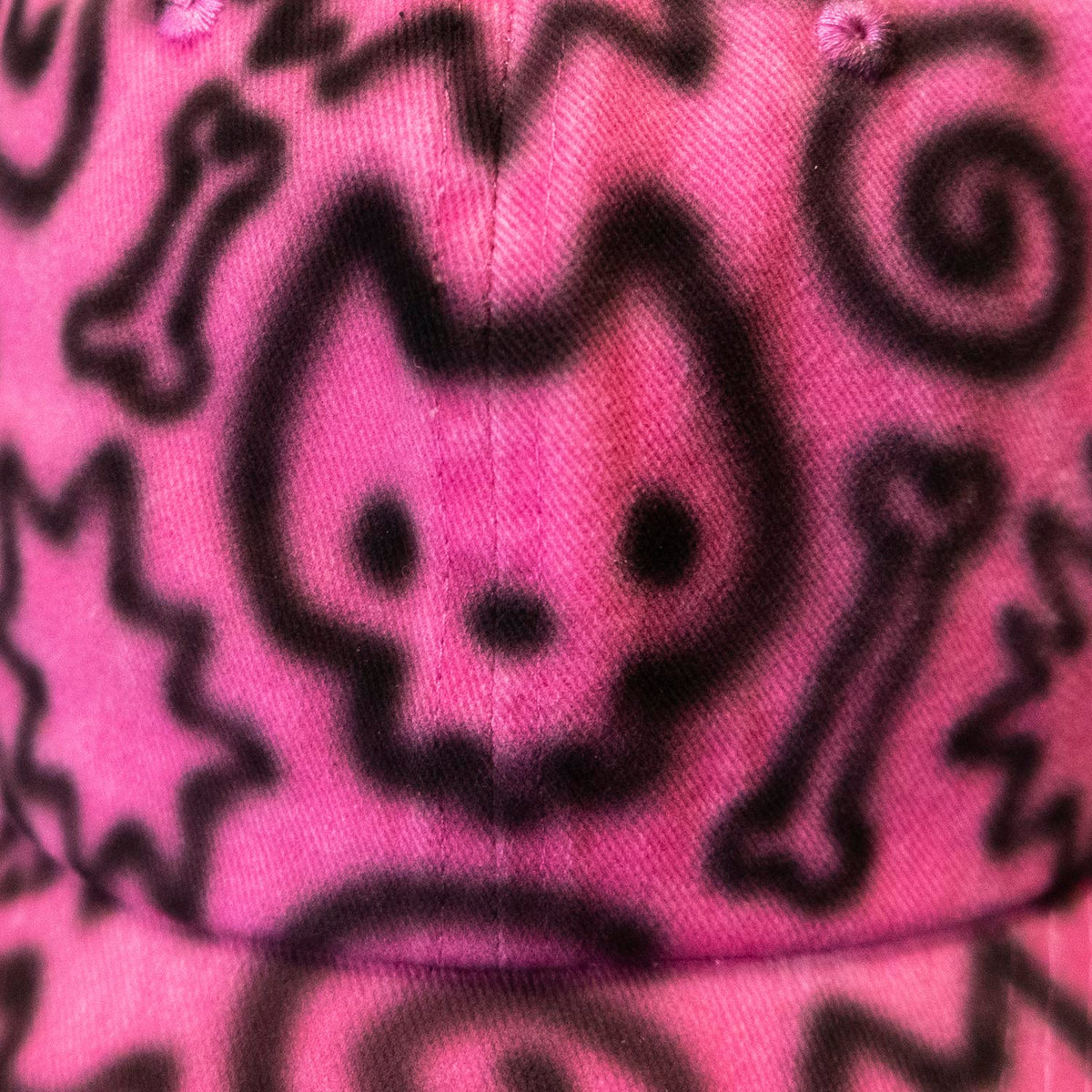 Unique "Skull Cats" Airbrushed Pink Hat
