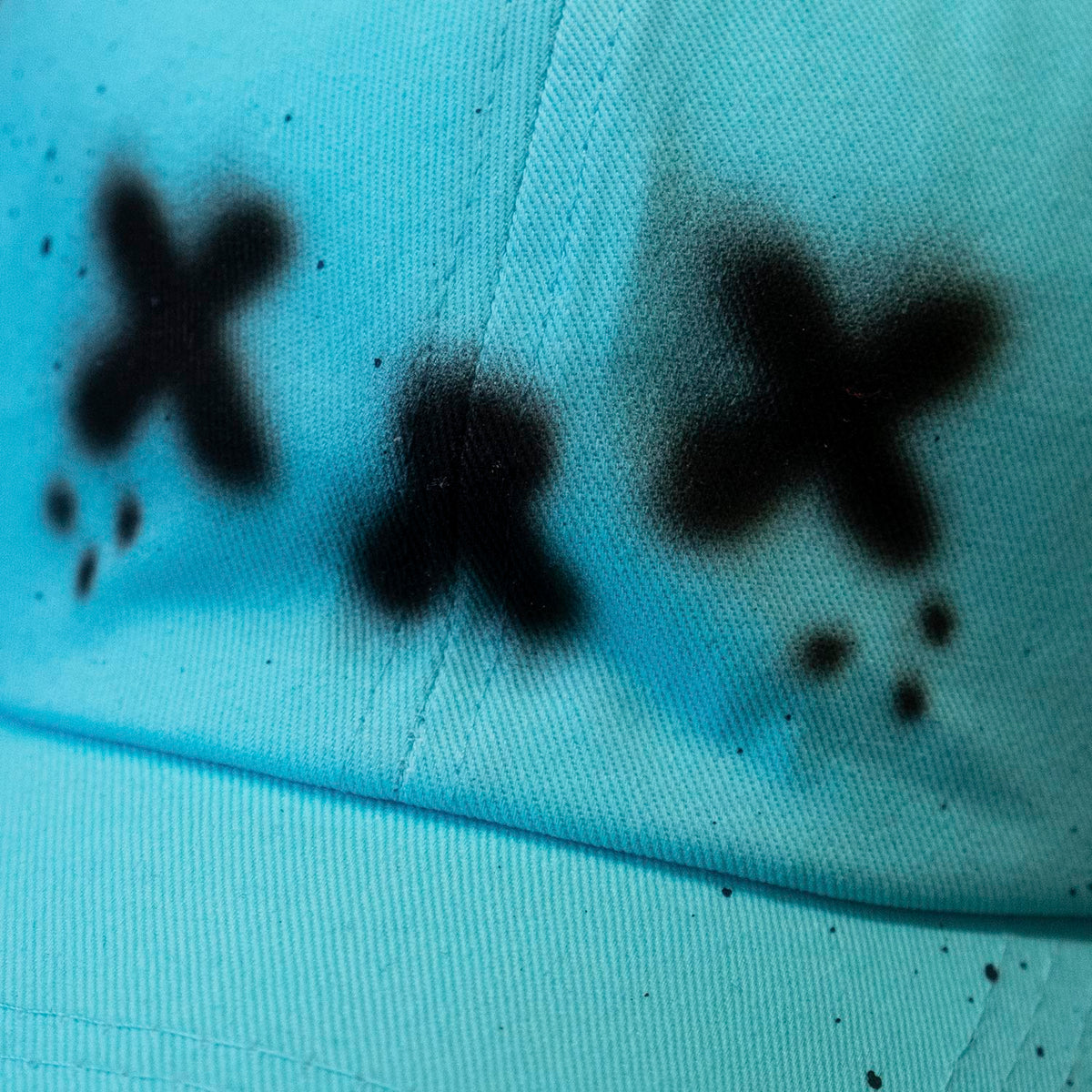 Unique "Exhausted Cat" Airbrushed Turquoise Hat