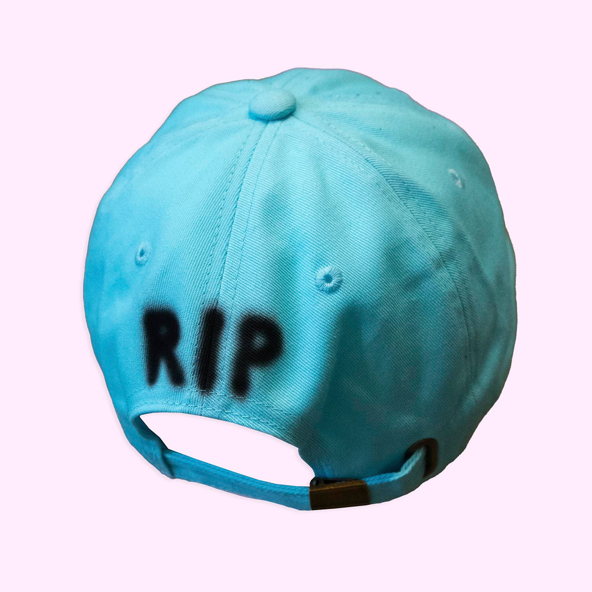 Unique "Exhausted Cat" Airbrushed Turquoise Hat