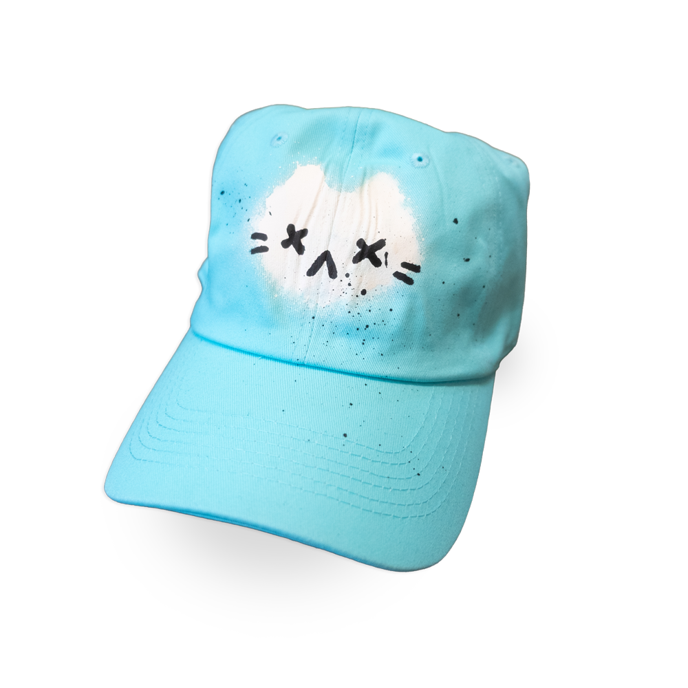 Unique "Kitty X_X" Turquoise Hat