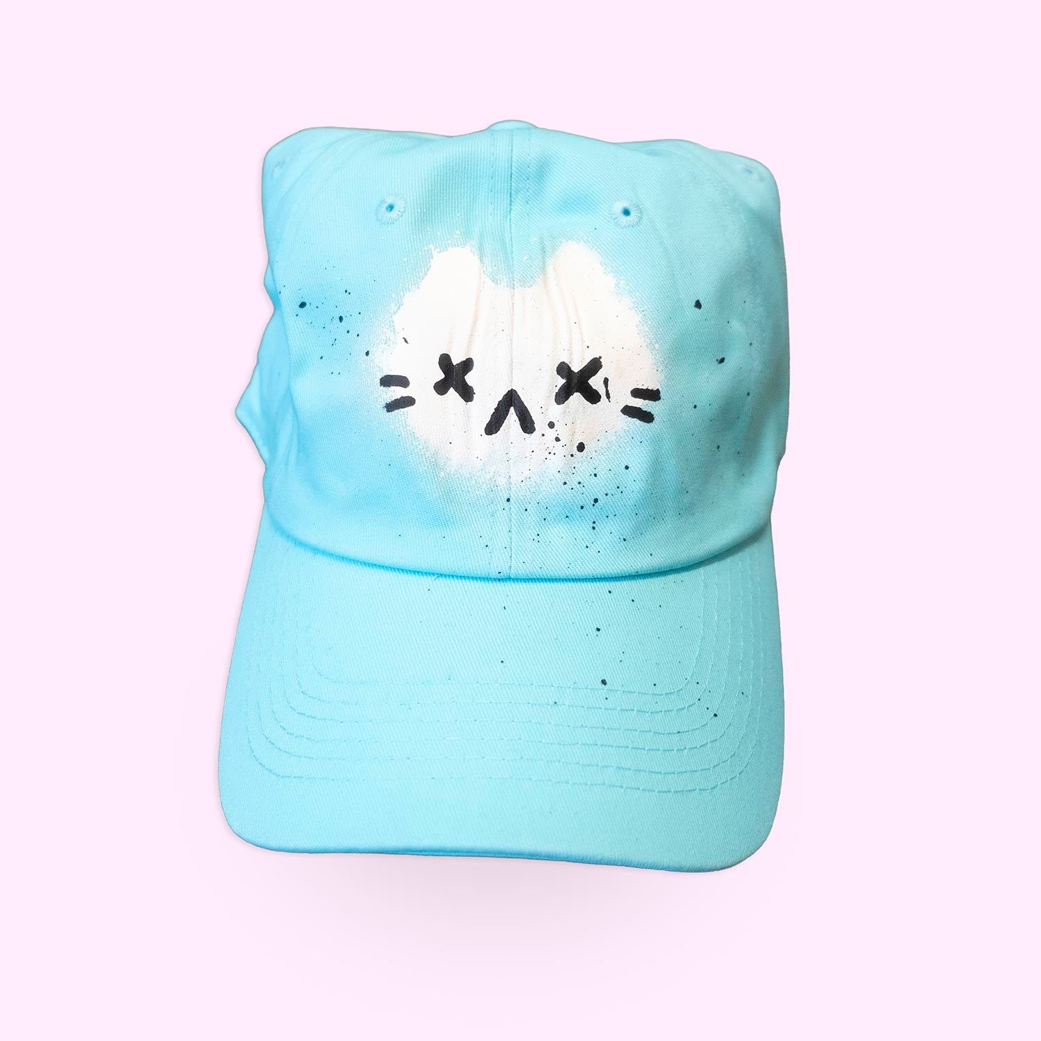 Unique "Kitty X_X" Turquoise Hat