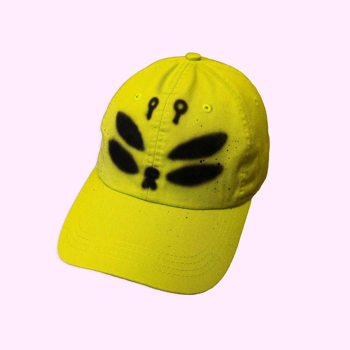 Unique "Alien Cat" Airbrushed Lime Green Hat