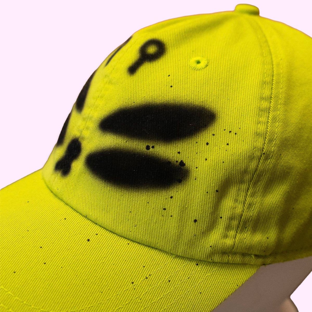 Unique "Alien Cat" Airbrushed Lime Green Hat