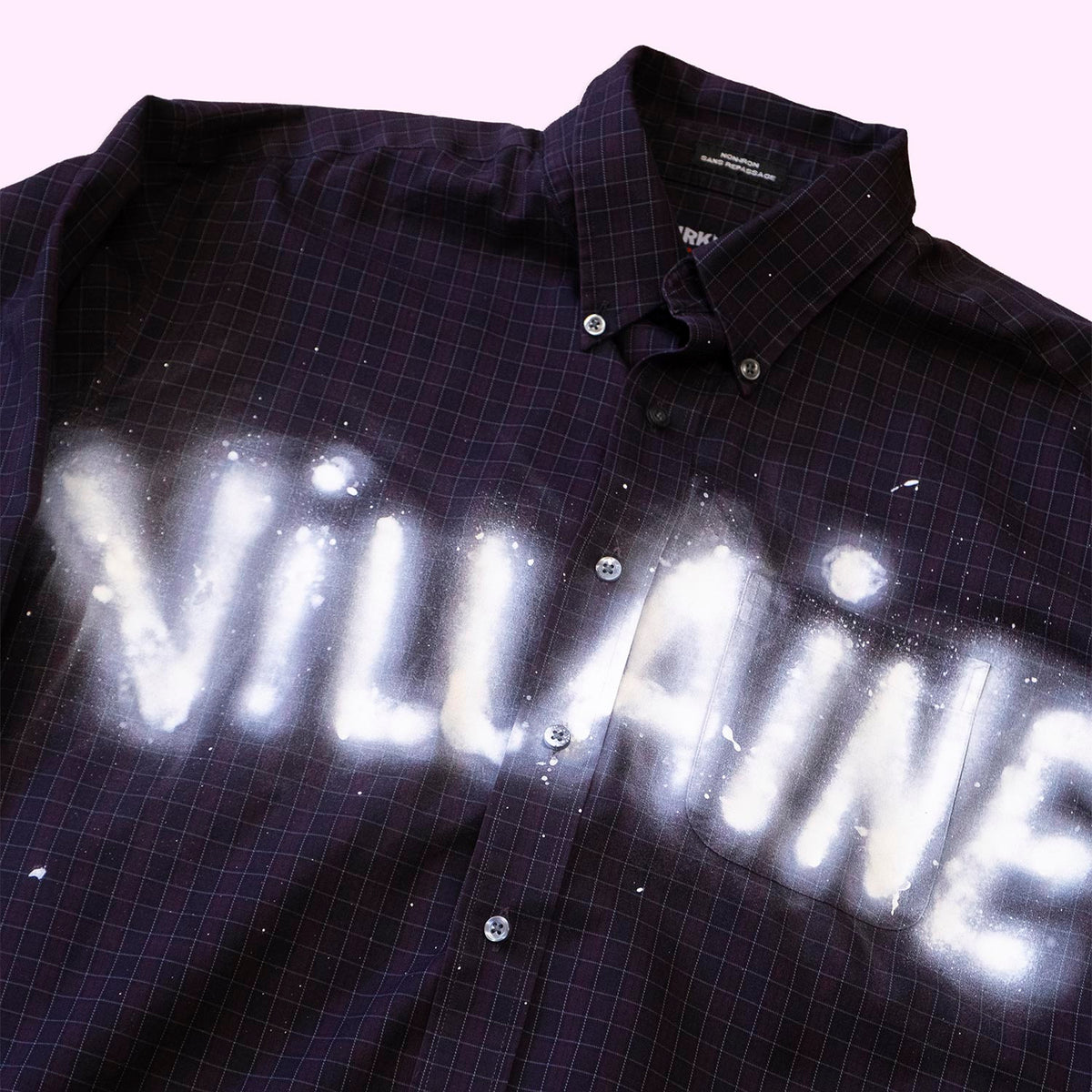 Upcycled "VILLAINE" Plaid Shirt
