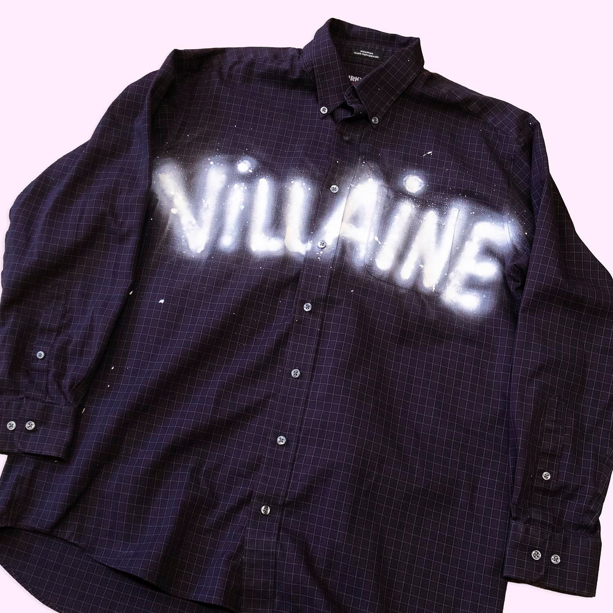 Upcycled "VILLAINE" Plaid Shirt