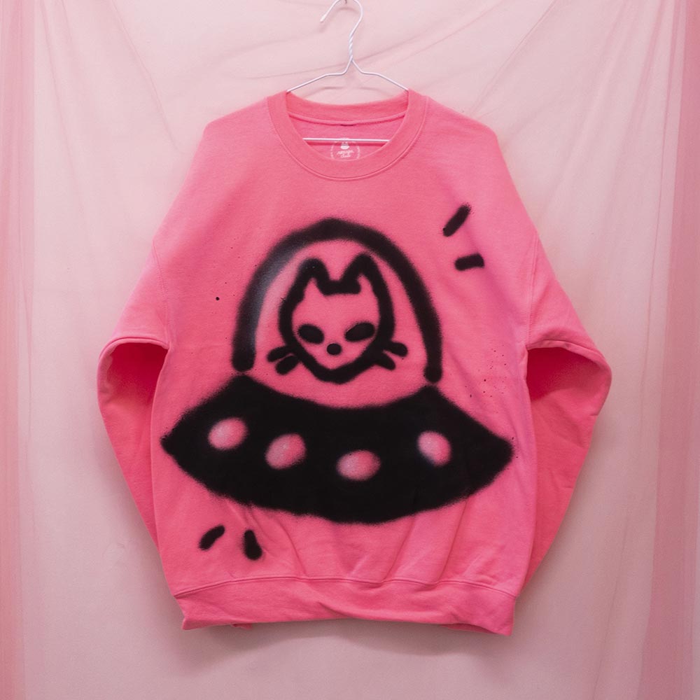 Chandail "Chat alien UFO" unique (L)