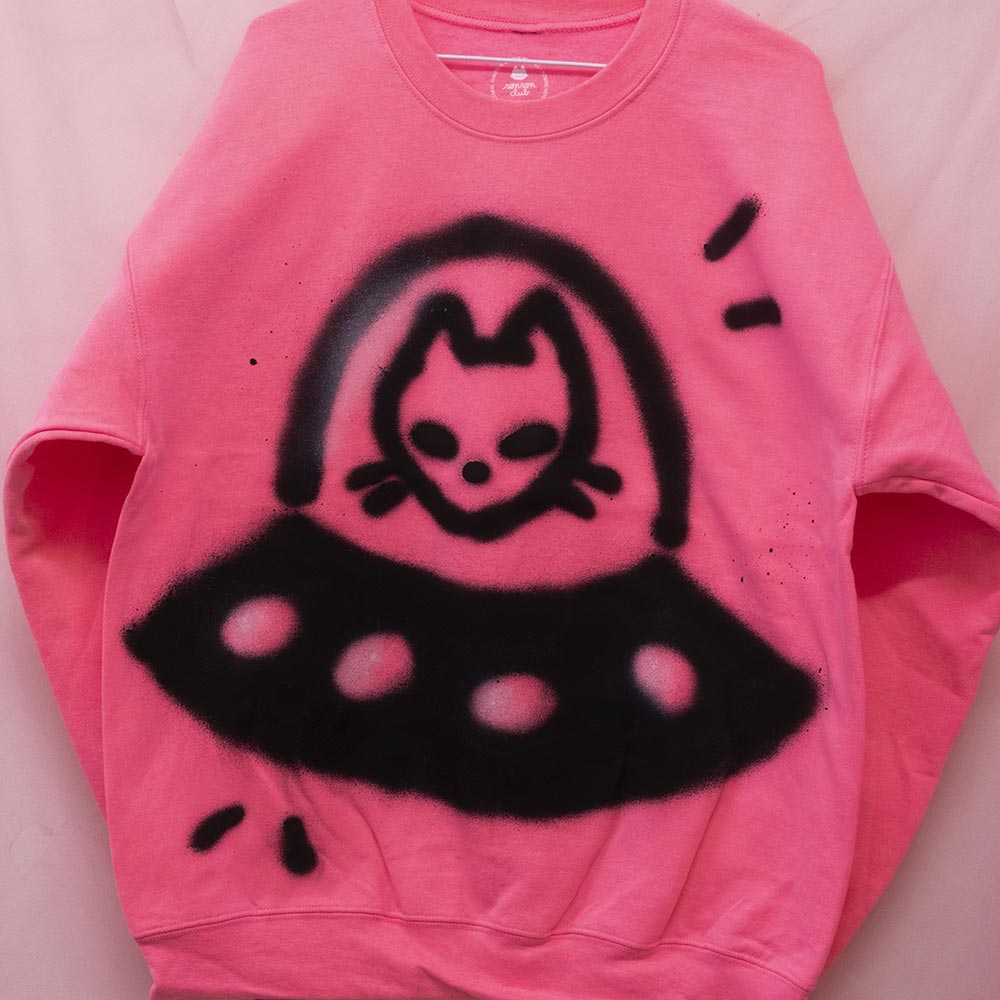 Chandail "Chat alien UFO" unique (L)