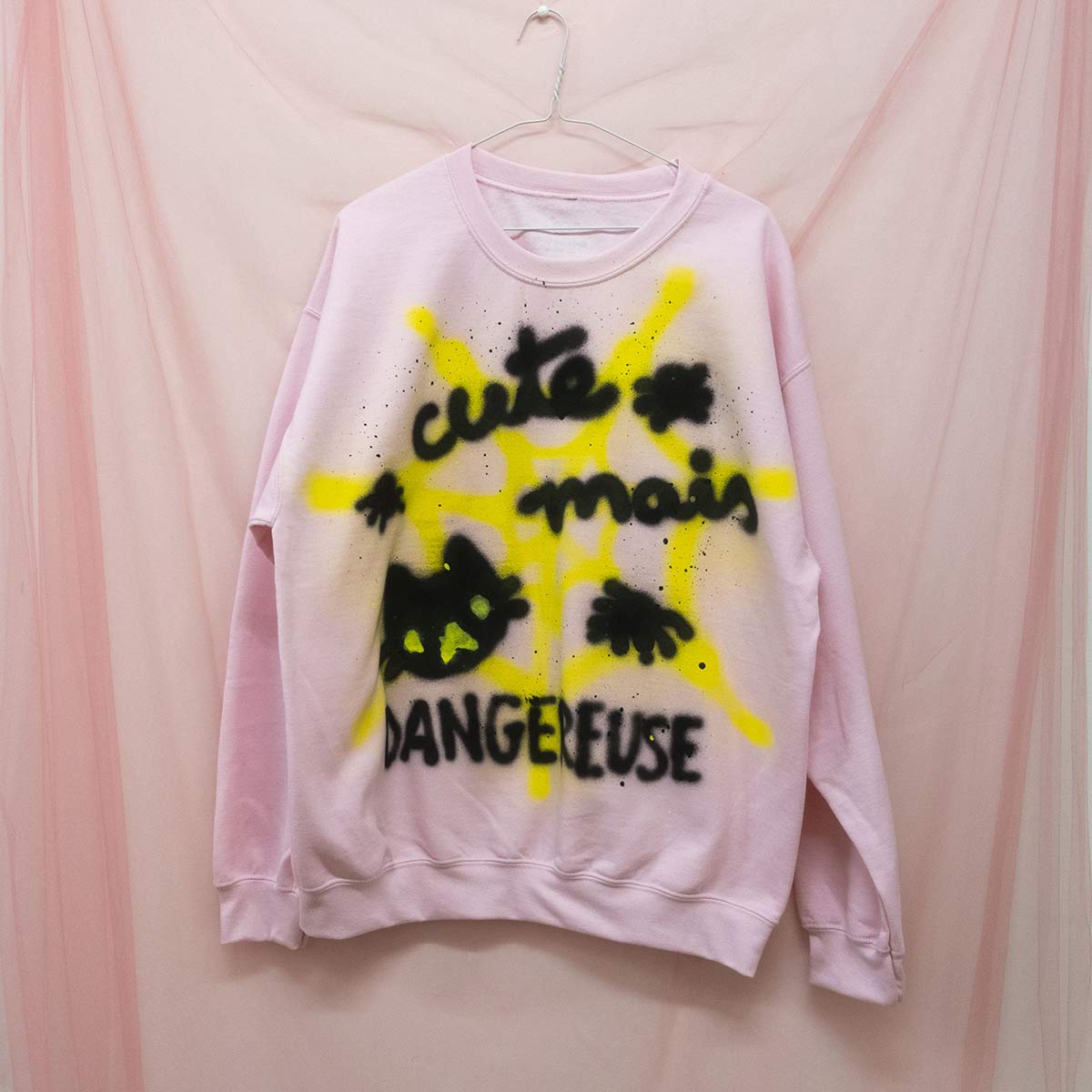 Spray painted Cute but Dangerous Crewneck (L)