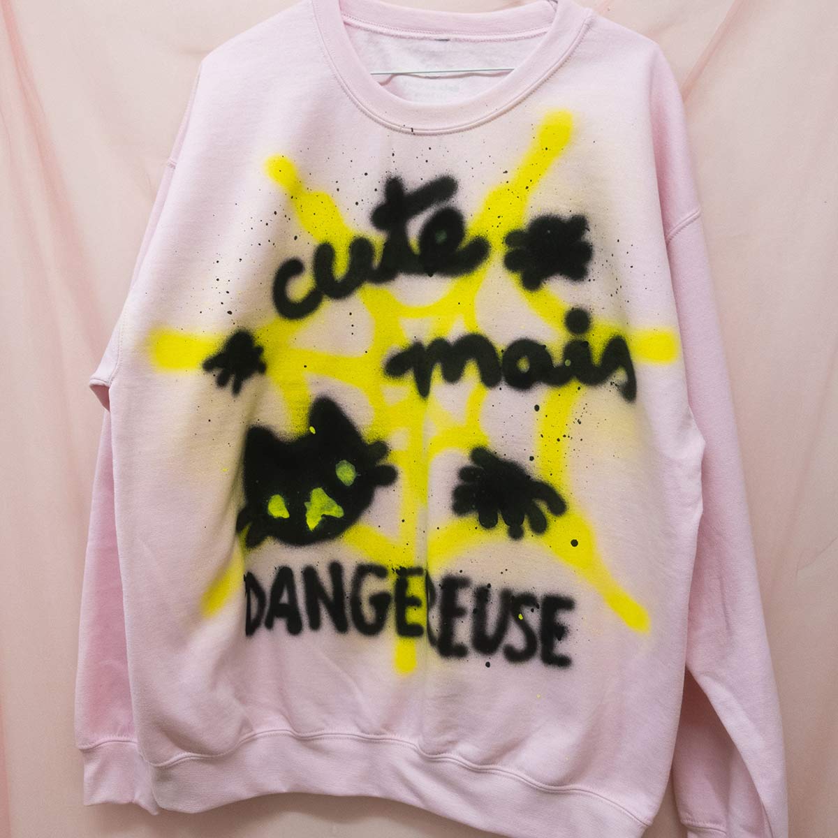 Spray painted Cute but Dangerous Crewneck (L)