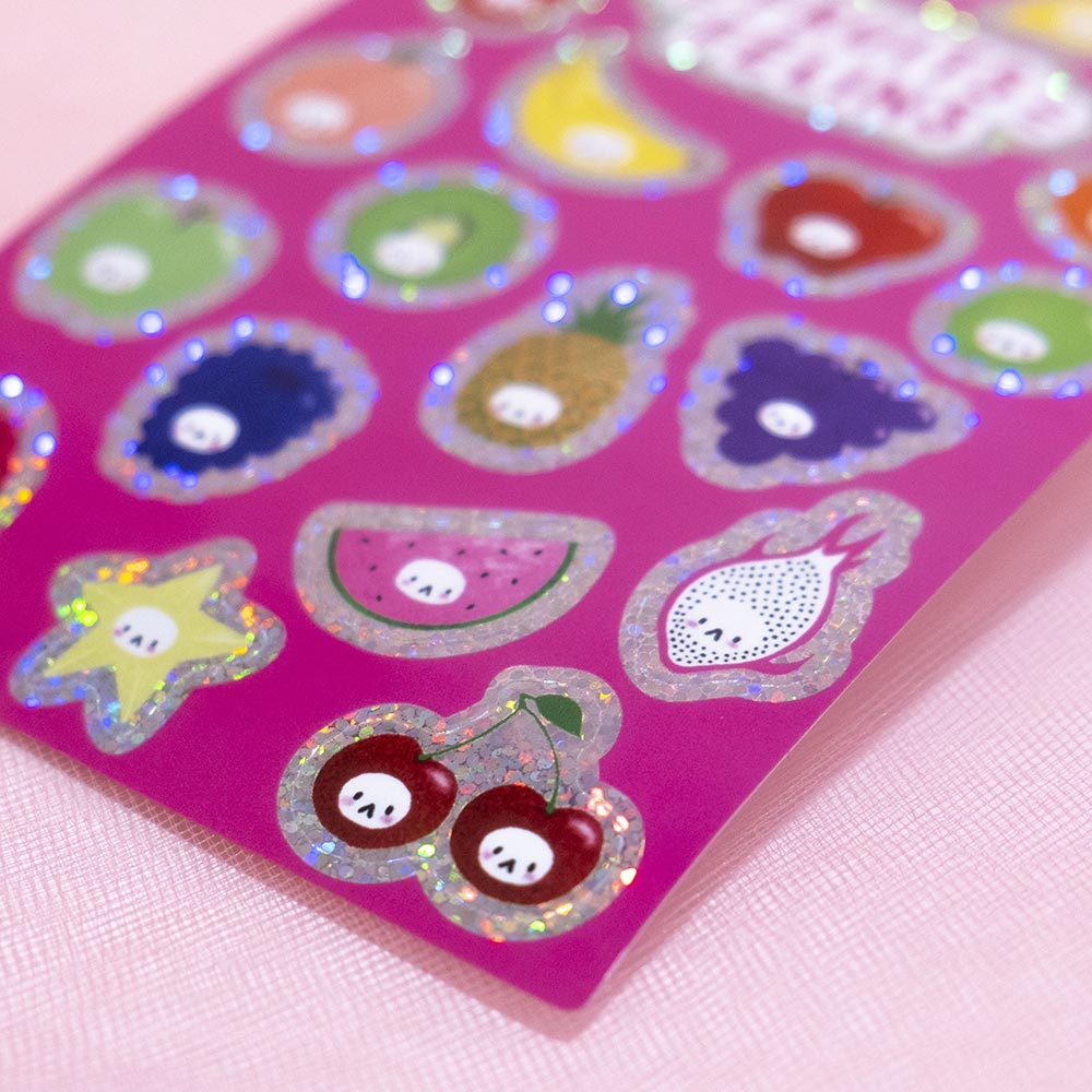 Feline Fruits Glitter Sticker Sheet 