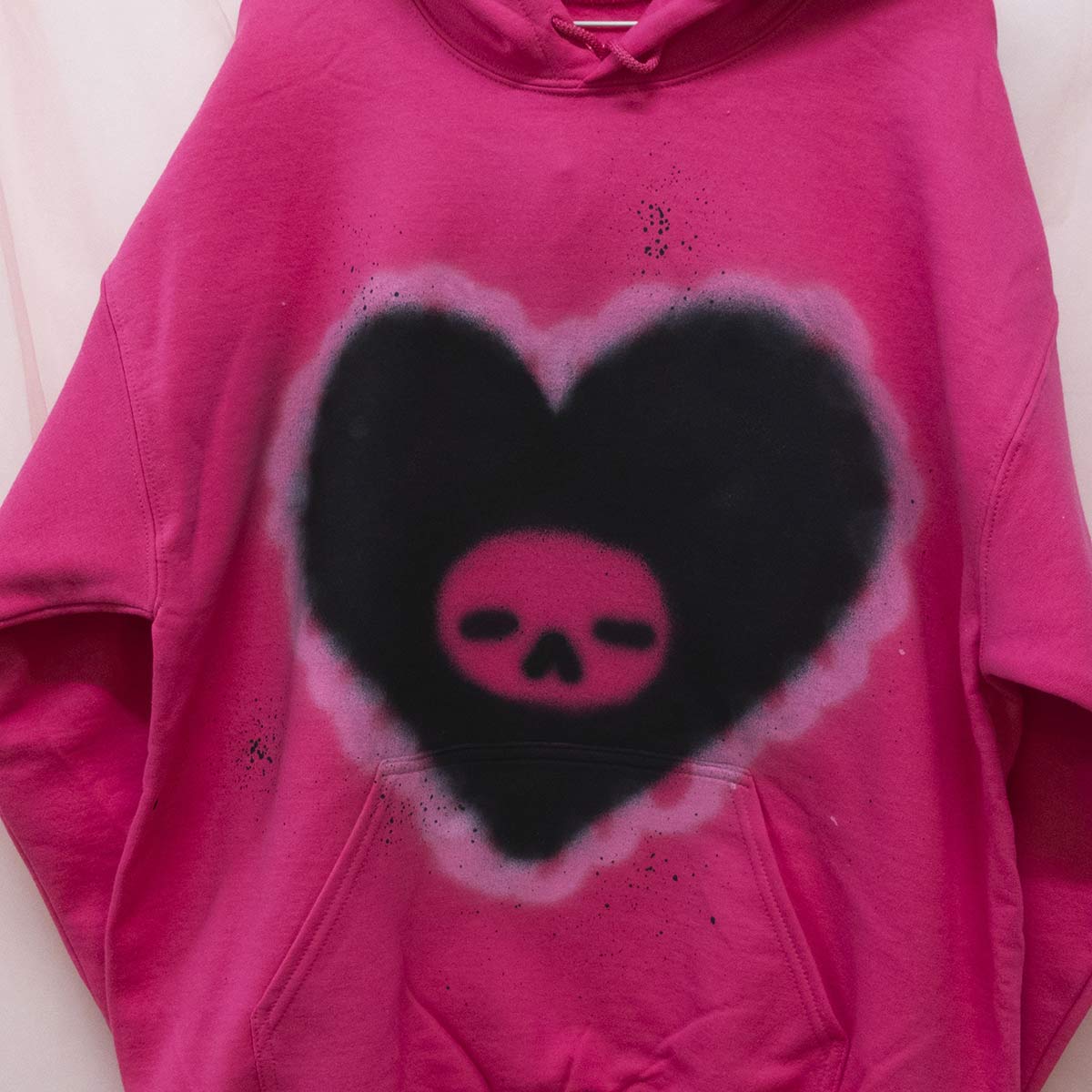 Spray Painted Black Heart Hoodie (L)