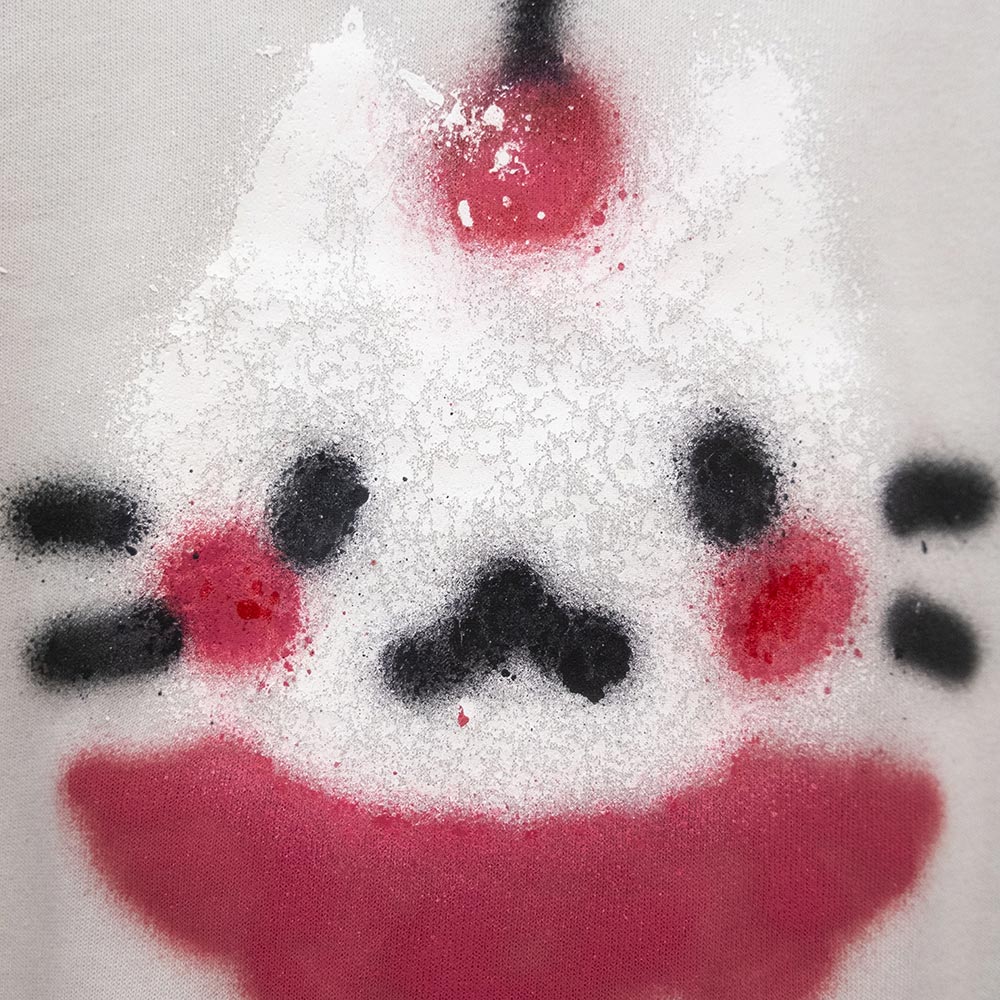 Chandail à capuchon coupé "Chat cerise" unique (M)