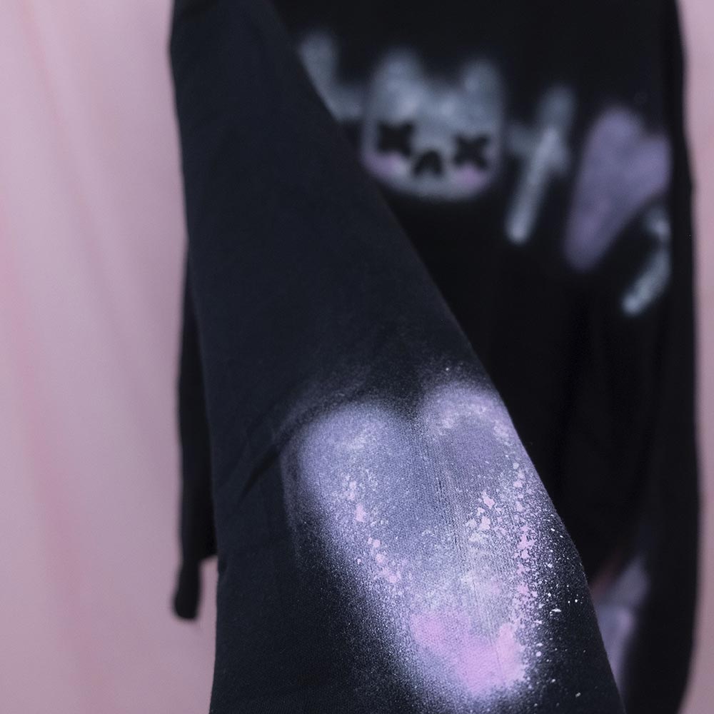 Chandail à capuchon coupé "✝ Chat ✝" unique (XL)