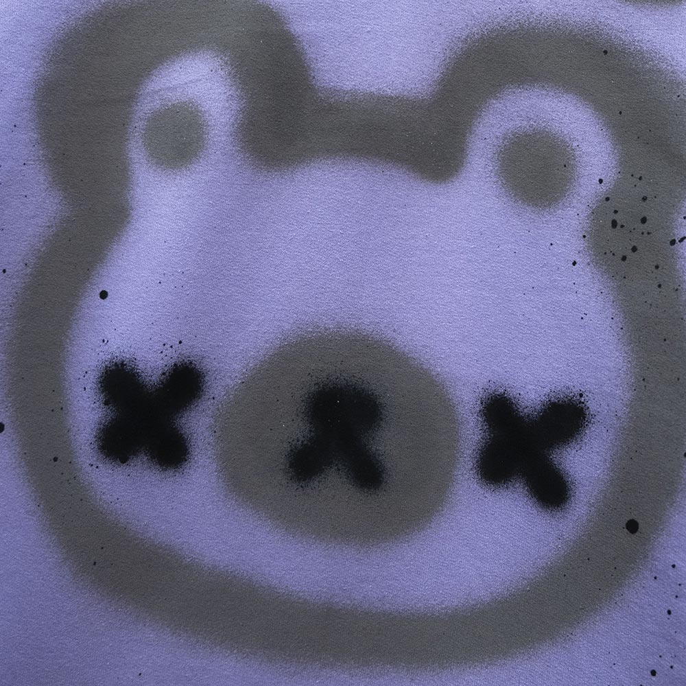 Burned Out Teddy Spray Painted Fleece Hoodie (2XL)