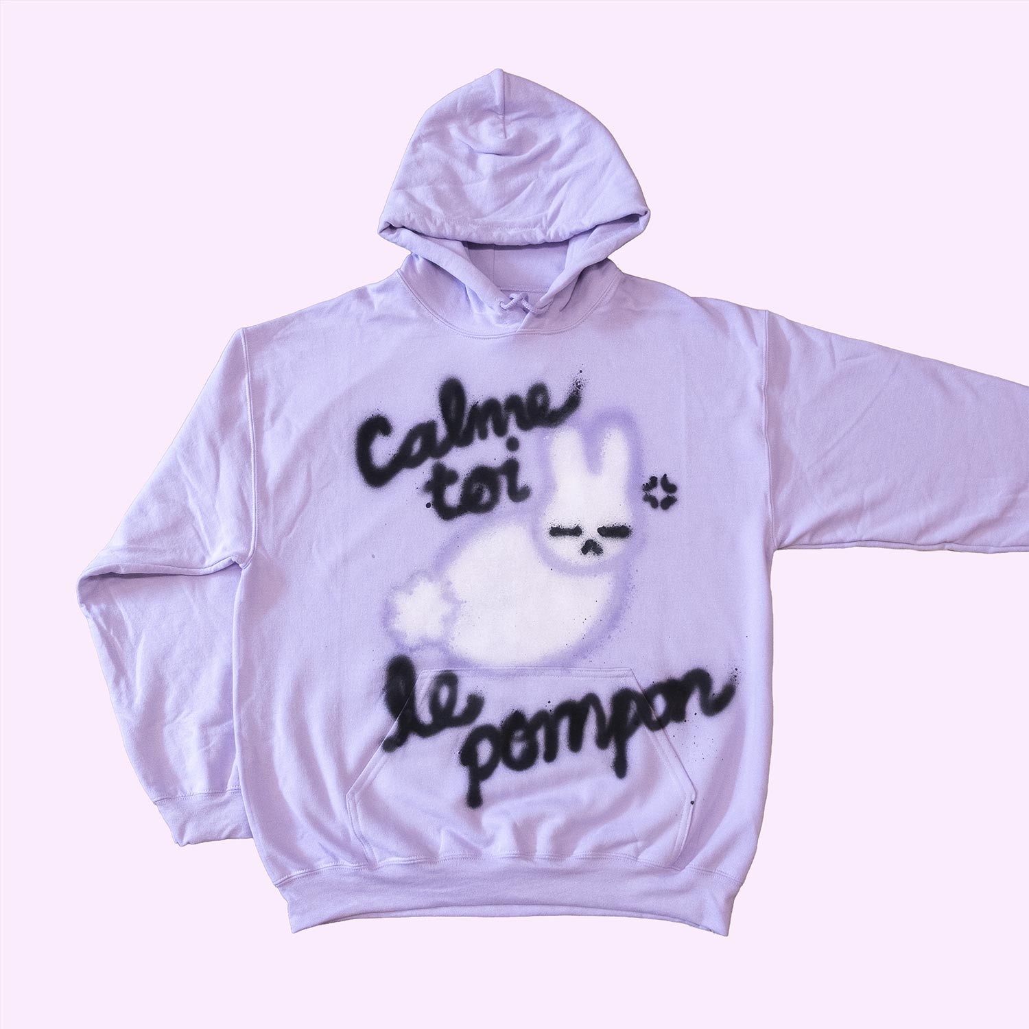 Chandail à capuchon "Calme-toi le pompon", taille unique large