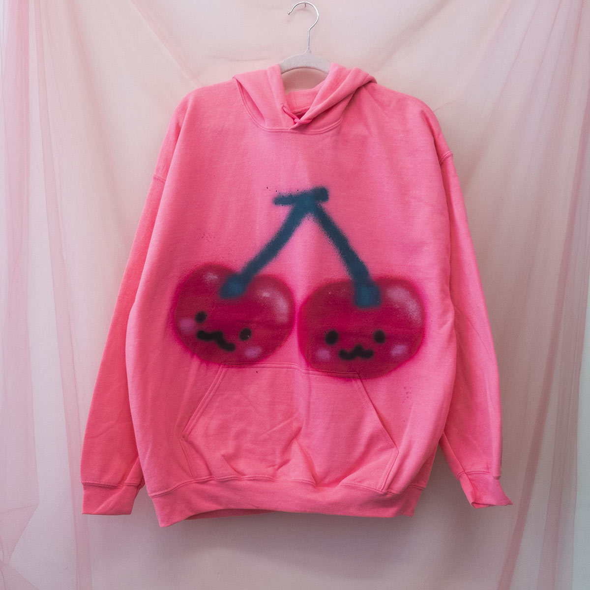 Spray Painted Cherries Hoodie (XL)