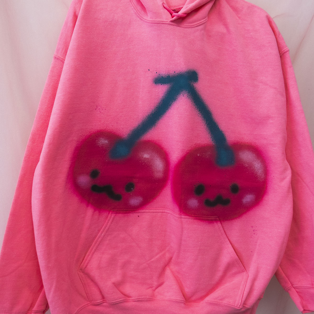 Spray Painted Cherries Hoodie (XL)