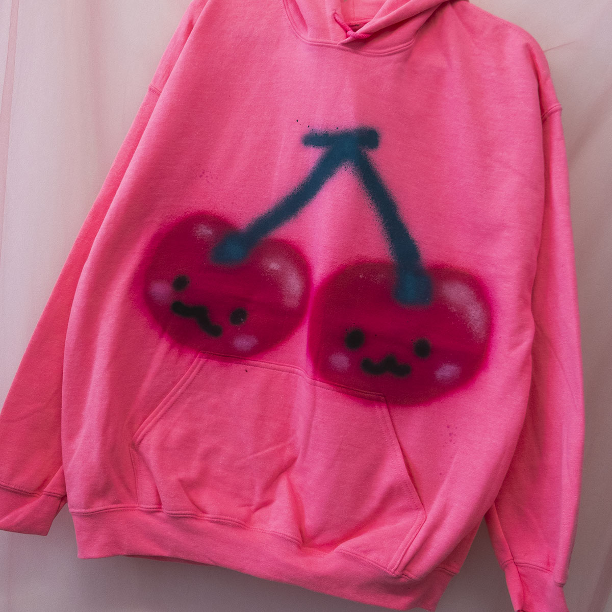 Spray Painted Cherries Hoodie (XL)