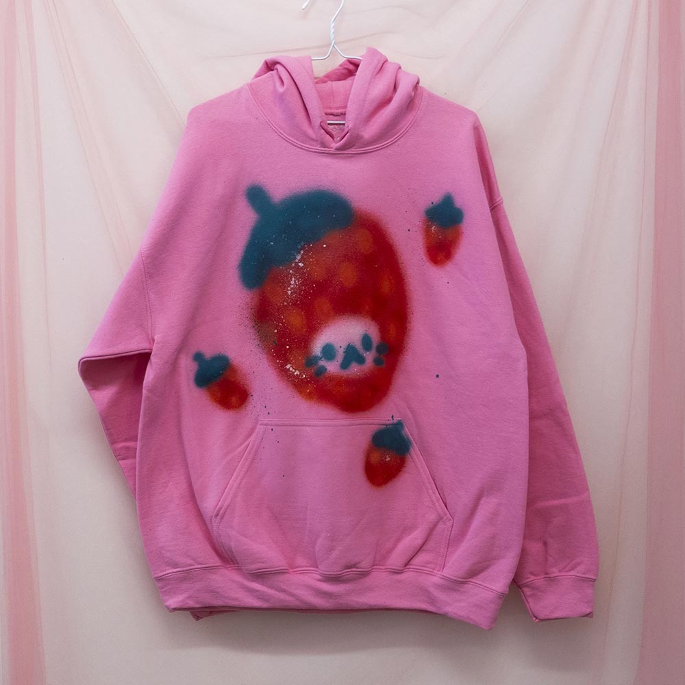 Unique "Strawberry Cat" Hoodie (L)