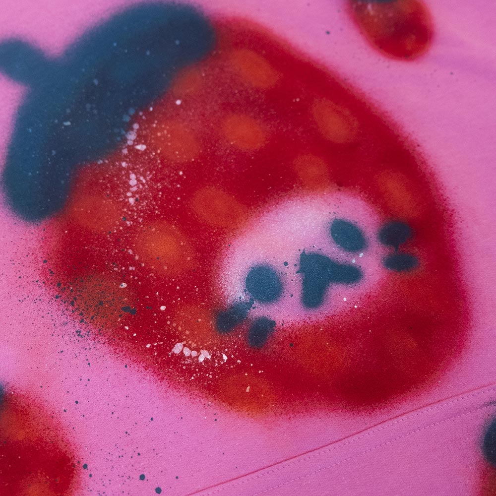 Chandail à capuchon "Chat fraise" unique (L)