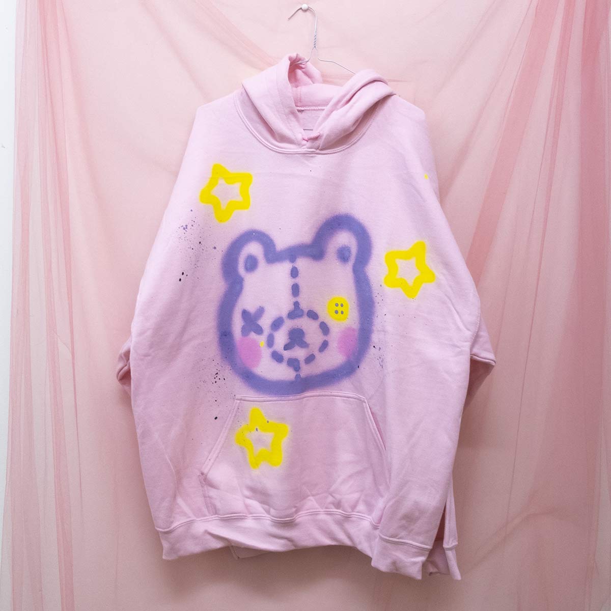 Spray Painted Emo Teddy Hoodie (2XL)