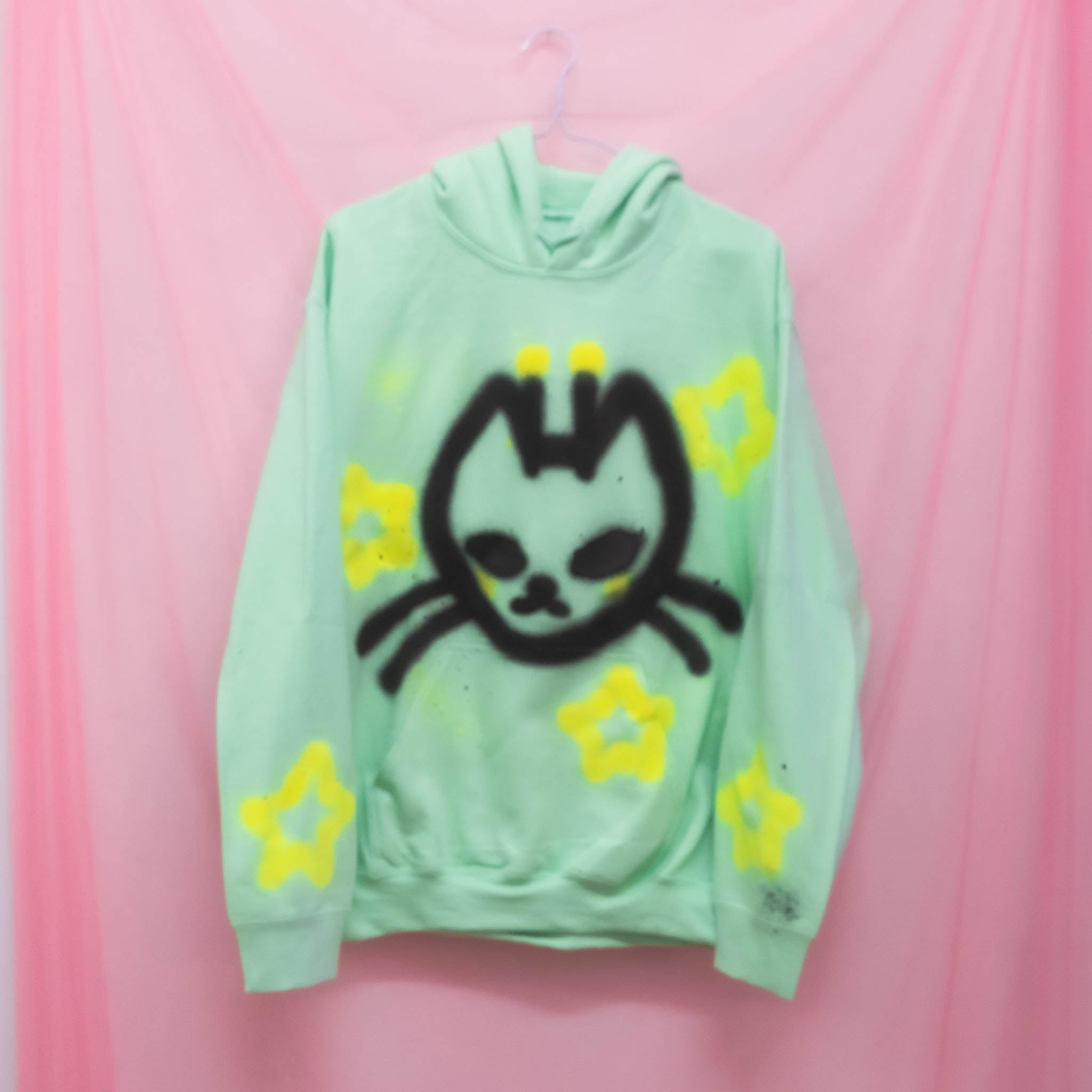 Chandail à capuchon "Chat alien" unique (M)