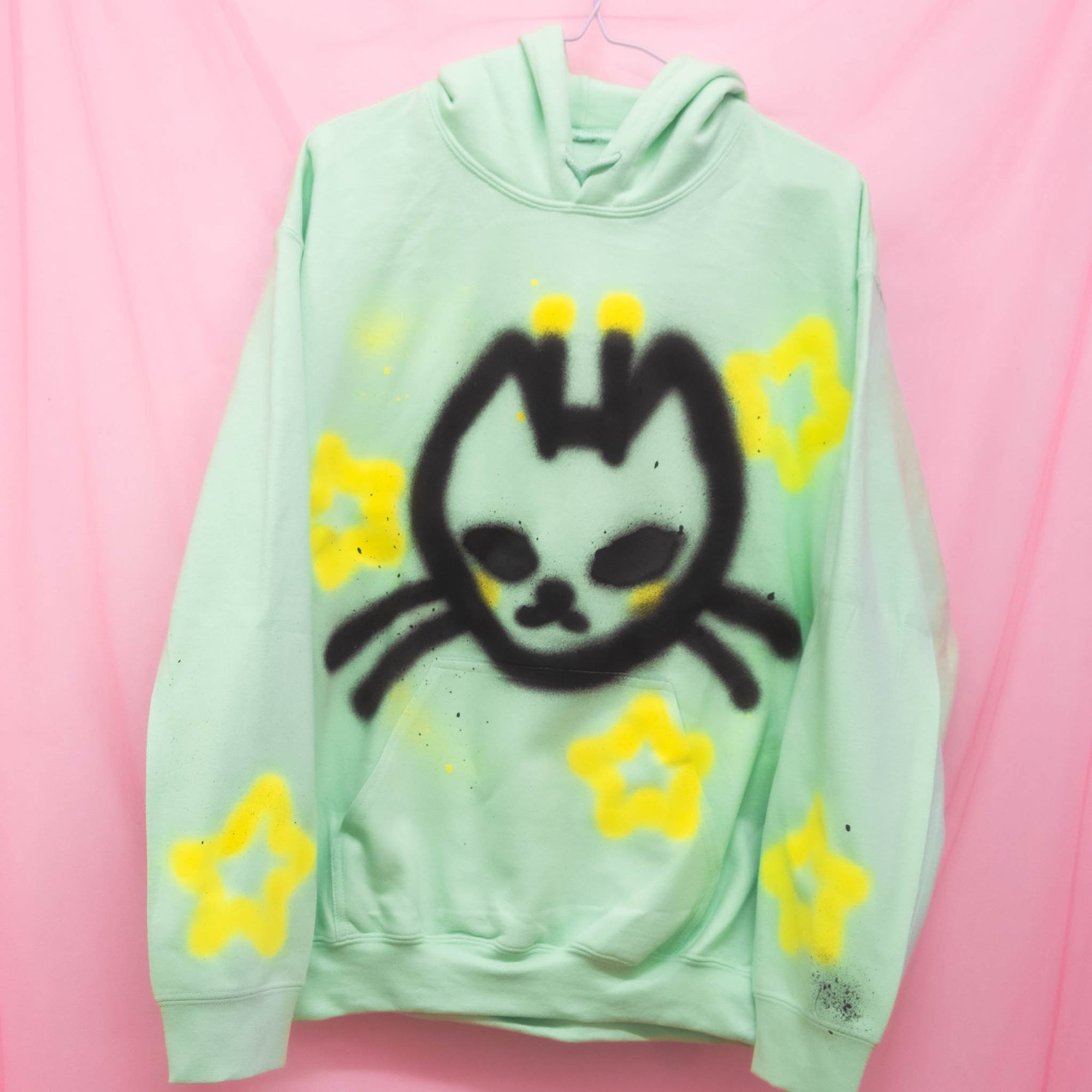 Chandail à capuchon "Chat alien" unique (M)