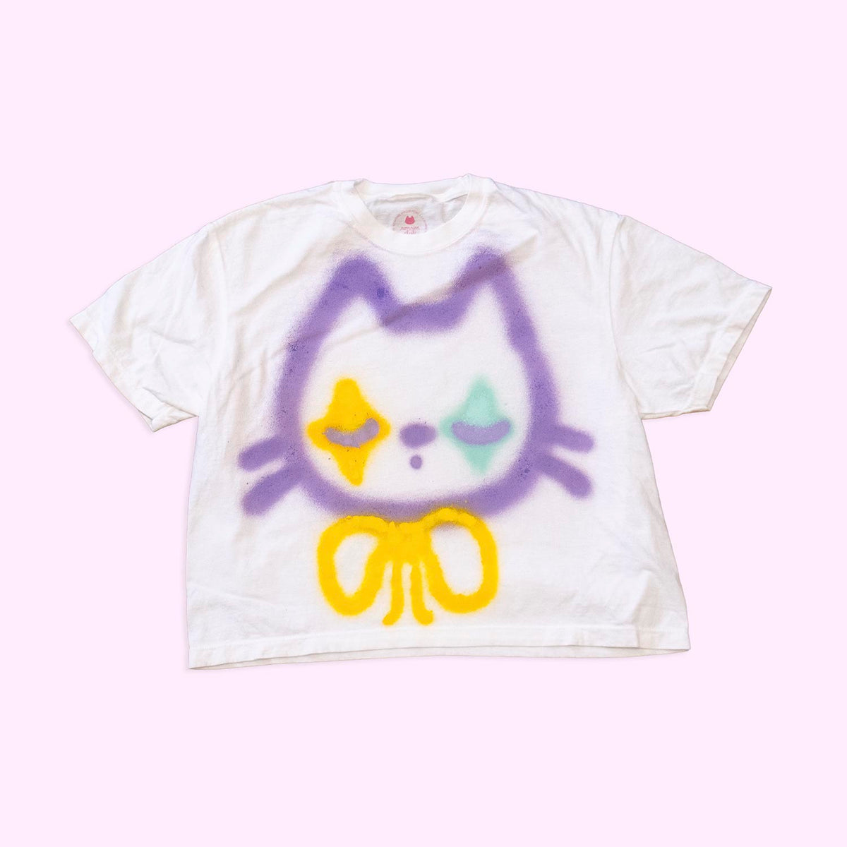 Unique "Cat Clown with Closed Eyes" Boxy T-Shirt, medium size