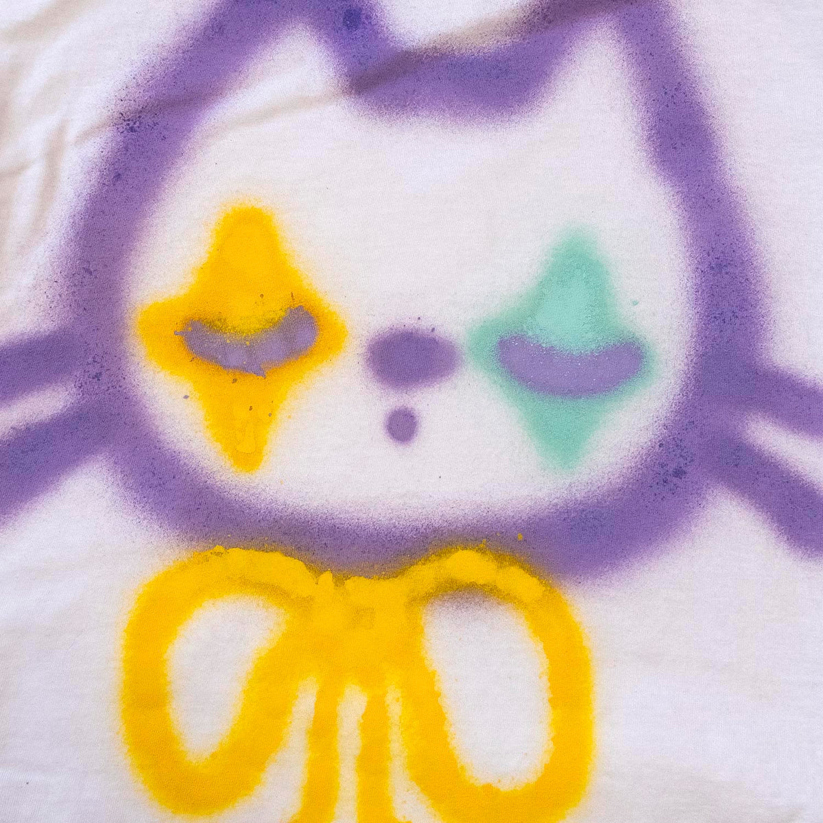 Unique "Cat Clown with Closed Eyes" Boxy T-Shirt, medium size