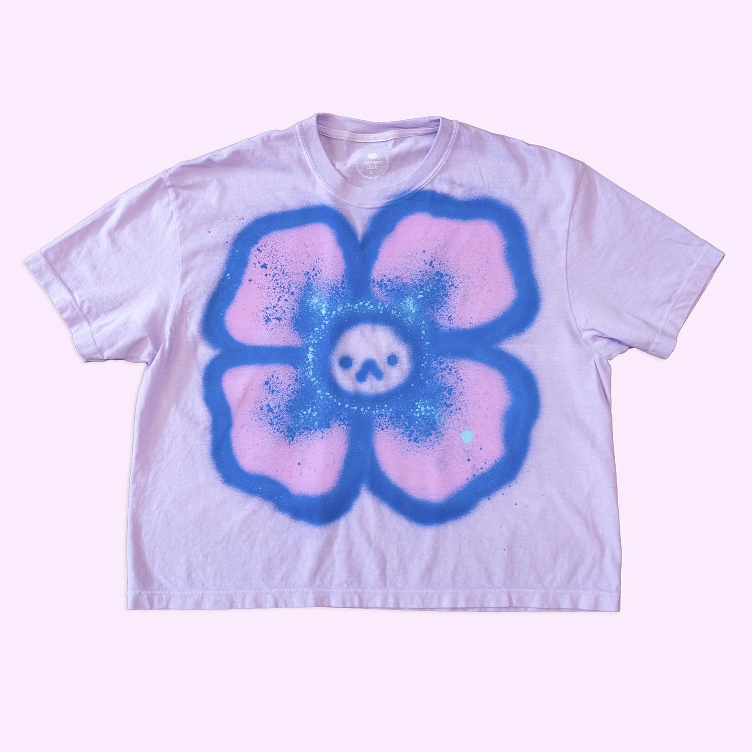 Unique "Feline Flower" Boxy T-Shirt, large size