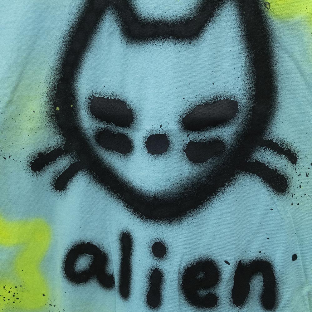T-shirt boxy "Chat alien" unique (L)