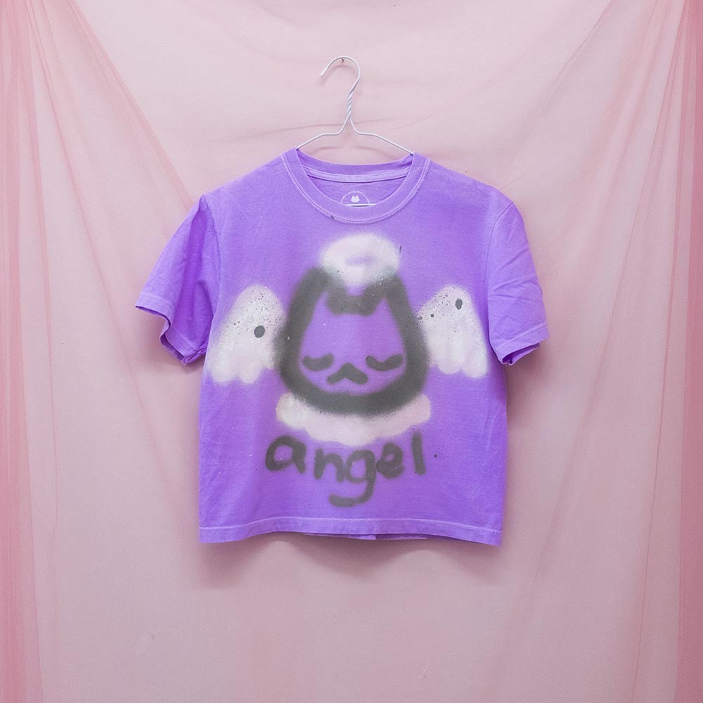 Unique “Angel Cat” boxy t-shirt (S)