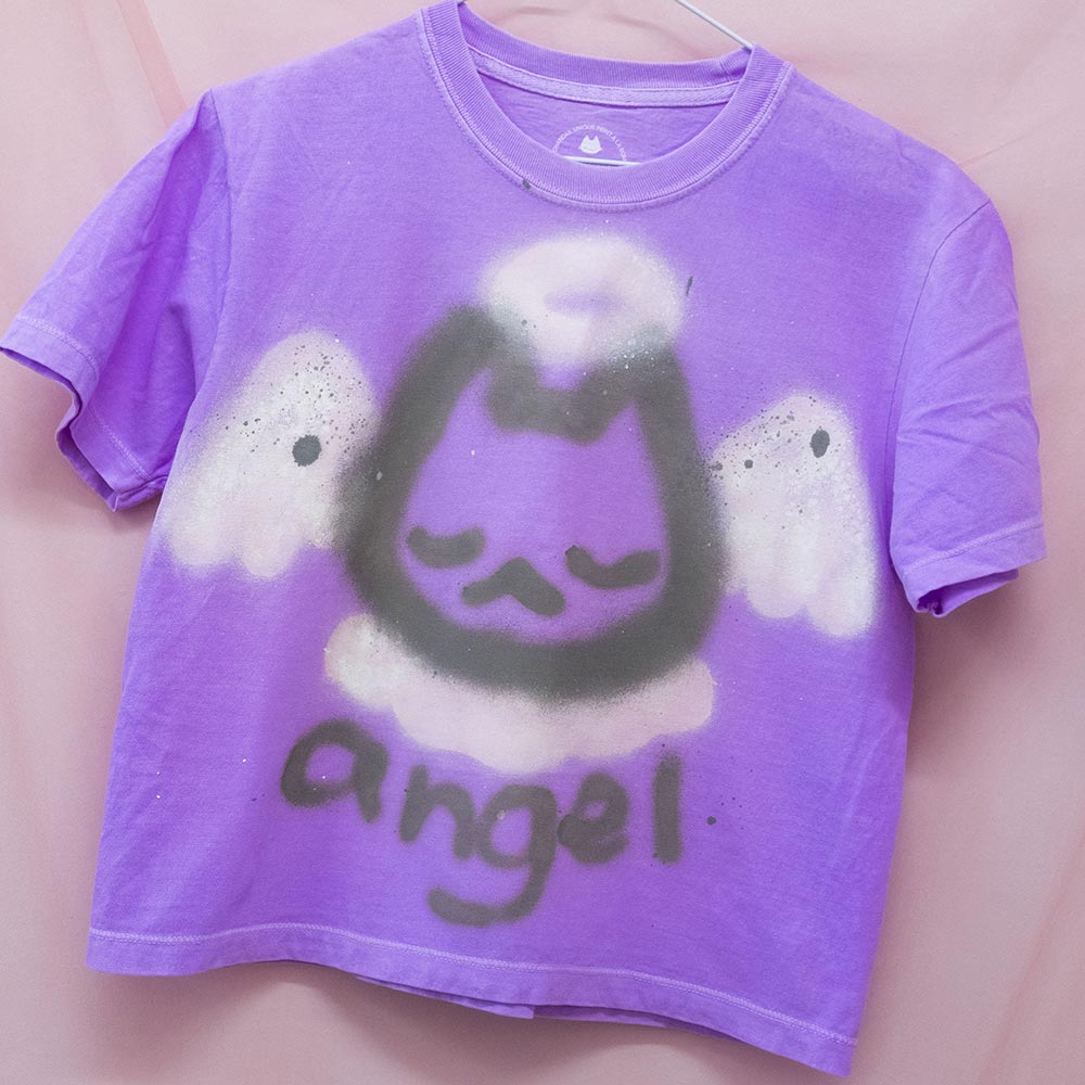 Unique “Angel Cat” boxy t-shirt (S)