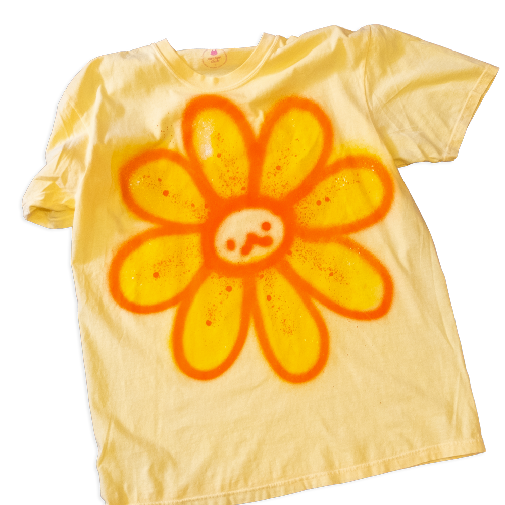 T-shirt boxy "fleur féline", taille unique large