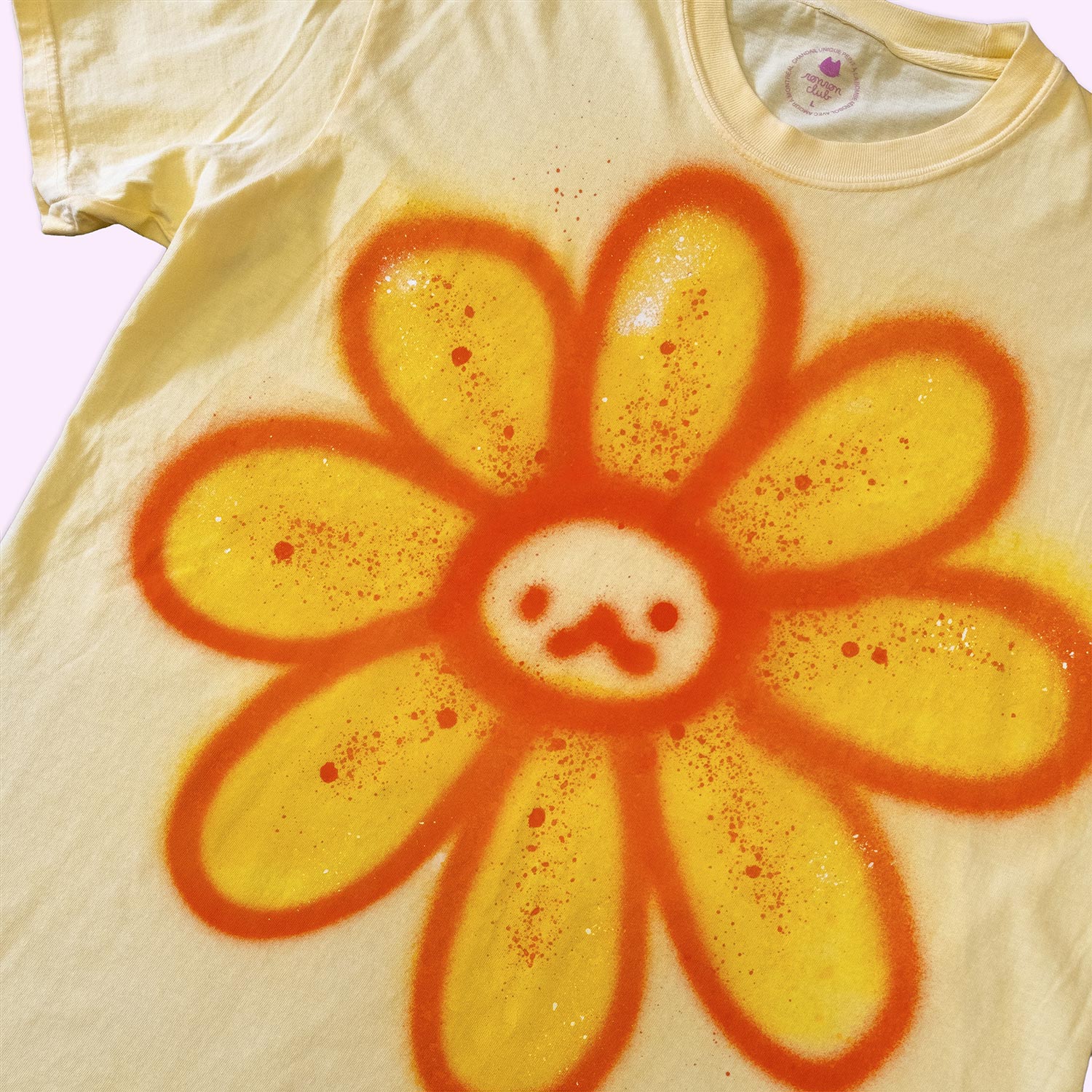 T-shirt boxy "fleur féline", taille unique large