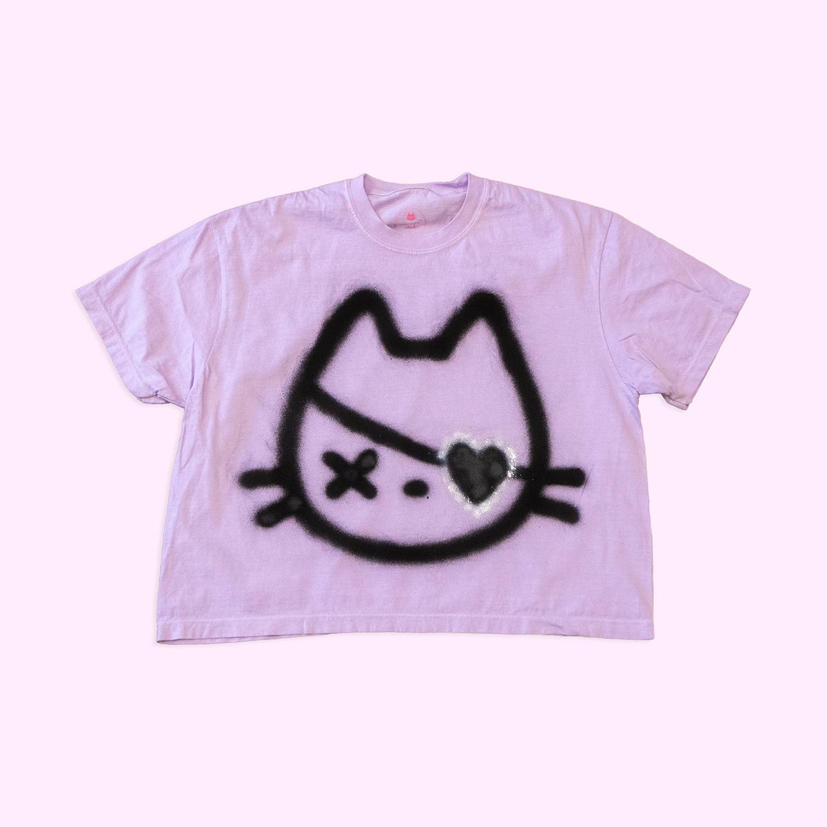 T-shirt boxy "Chat pirate cutie", taille unique large