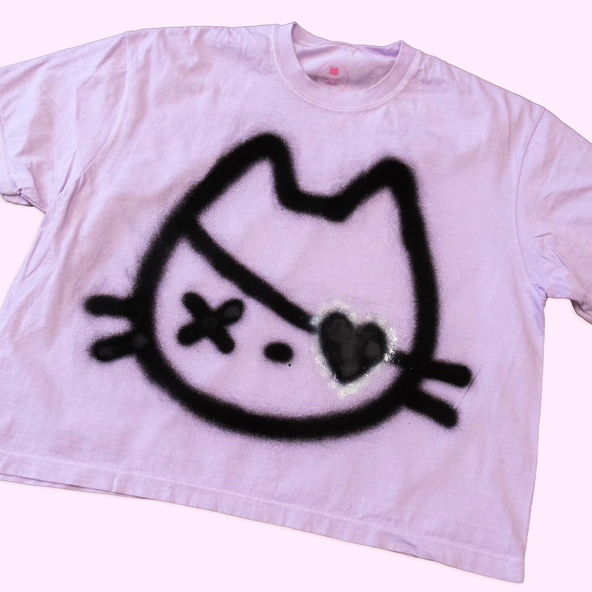 T-shirt boxy "Chat pirate cutie", taille unique large