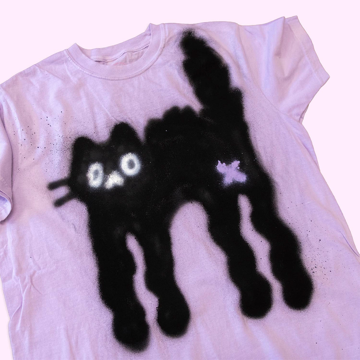 T-shirt "Chat noir apeuré", taille unique large