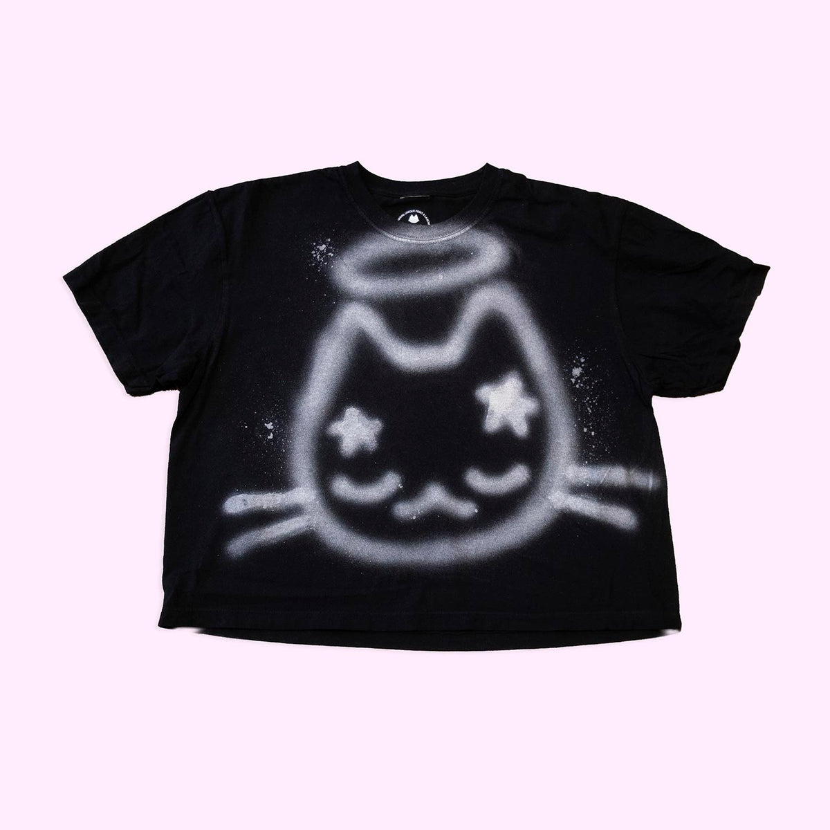 T-shirt boxy "Chaton argent étoilé", taille unique large