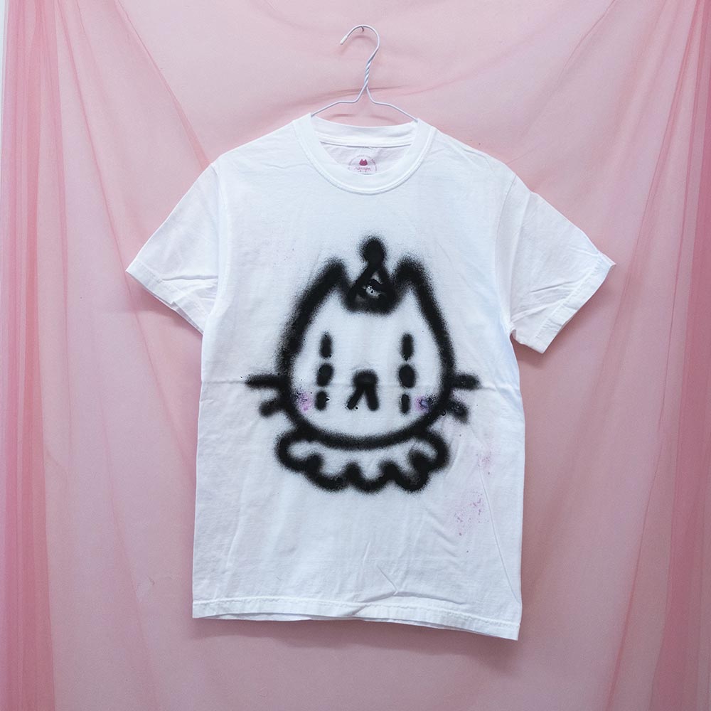 Unique “Pierrot clown cat” t-shirt (S)