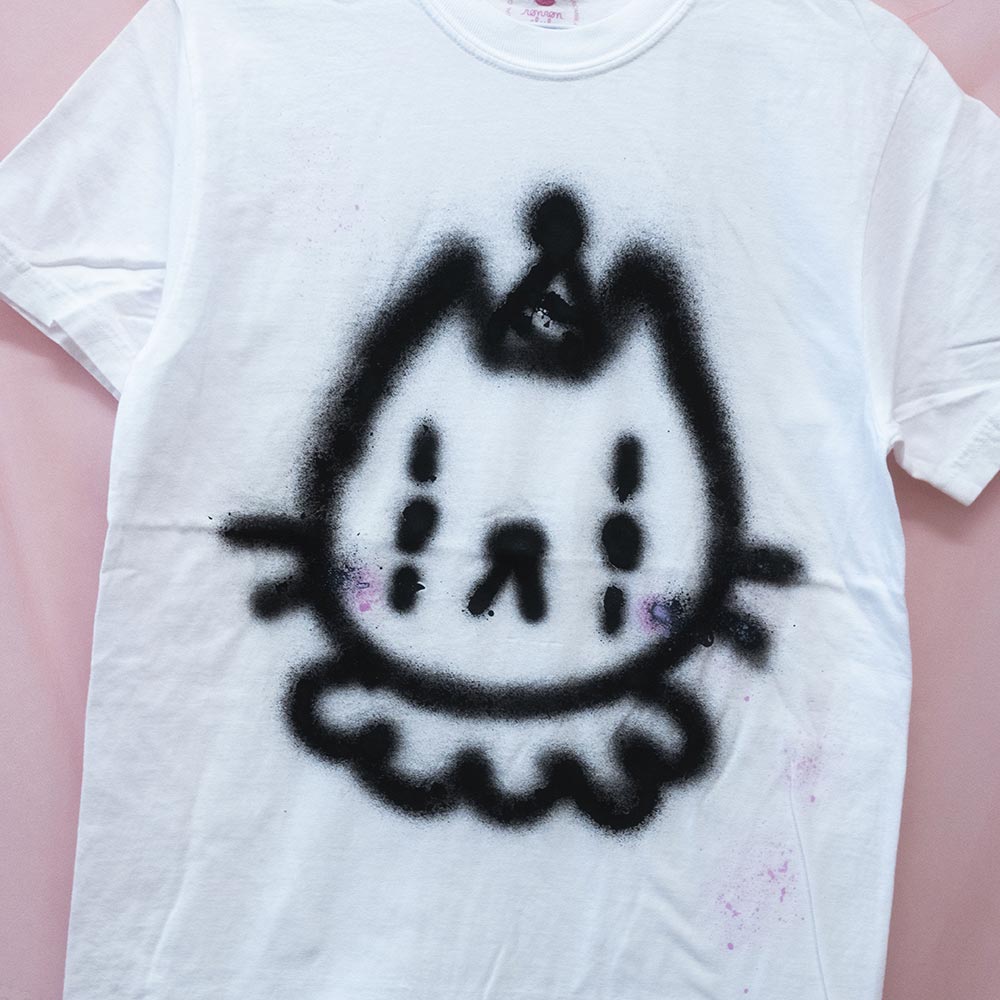Unique “Pierrot clown cat” t-shirt (S)