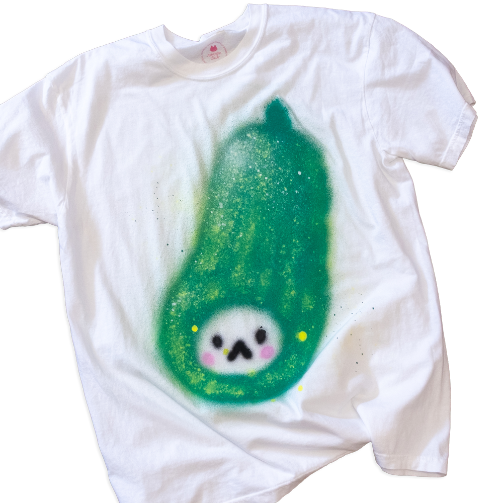 T-shirt "chat cornichon", taille unique large